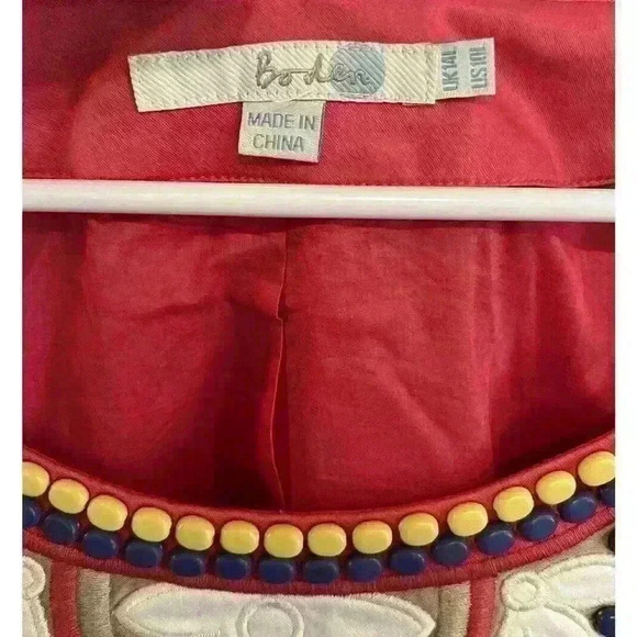 Boden Shift Dress Beaded Floral Embroidered Pink Sz 10L Sleeveless - Picture 5 of 10